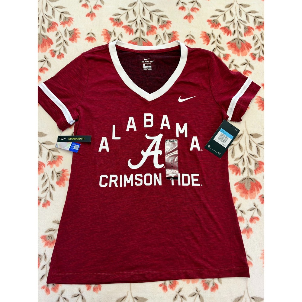 Nike Alabama Crimson Tide Womens V-Neck T-Shirt Crimson BQ9460-613 Medium NWT